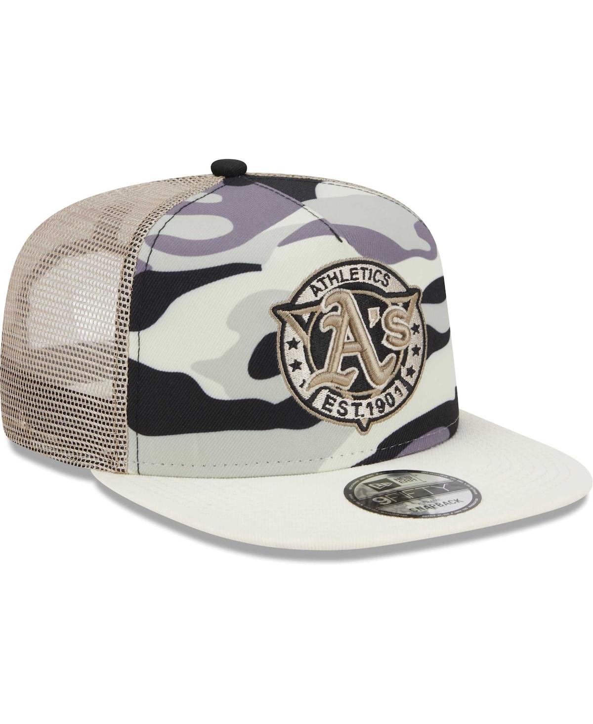 New Era Men's  White Oakland Athletics Chrome Camo A-frame 9fifty Trucker Snapback Hat In White