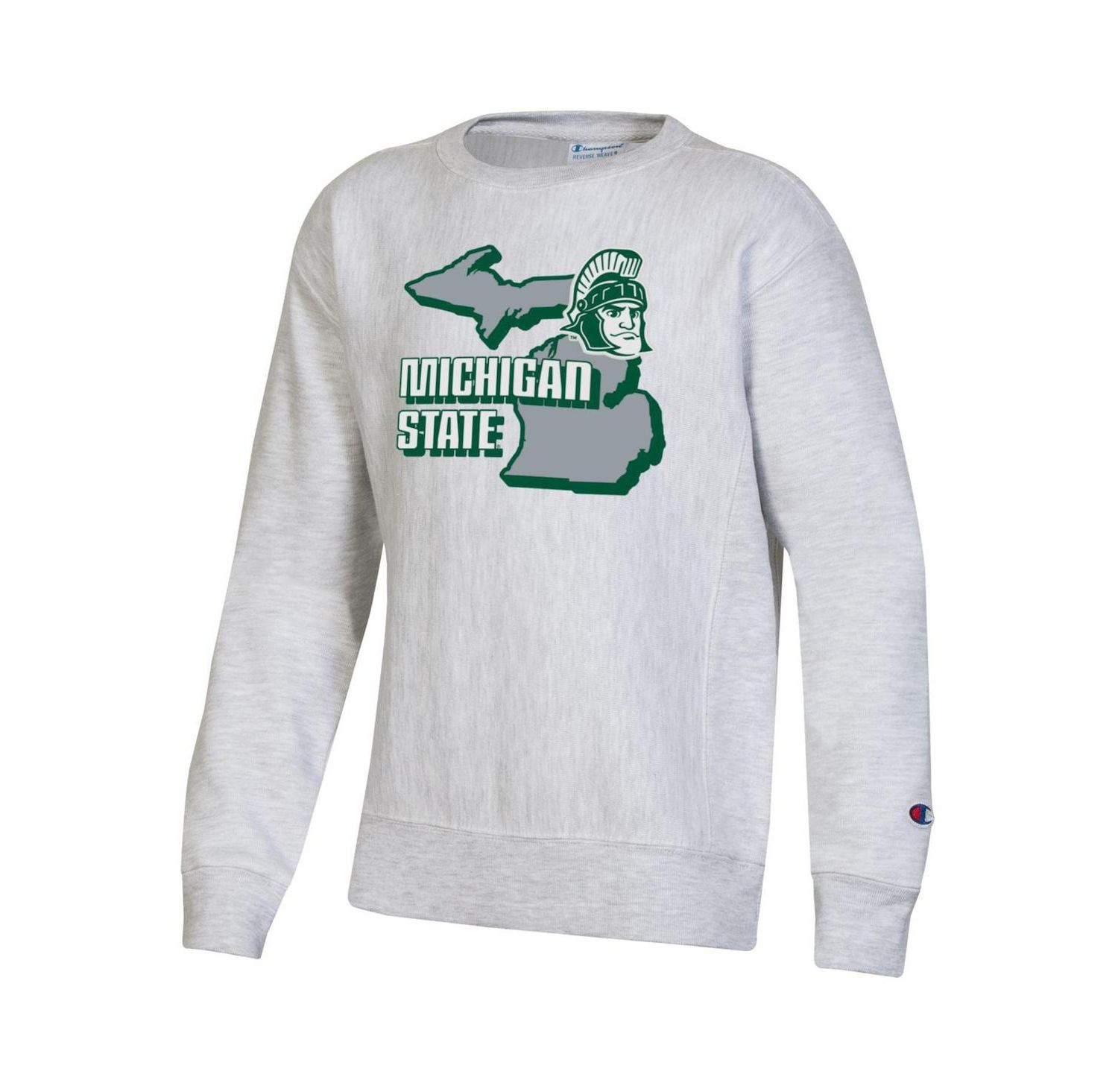 Big Boys Heather Gray Michigan State Spartans Reverse Weave Pullover Sweatshirt