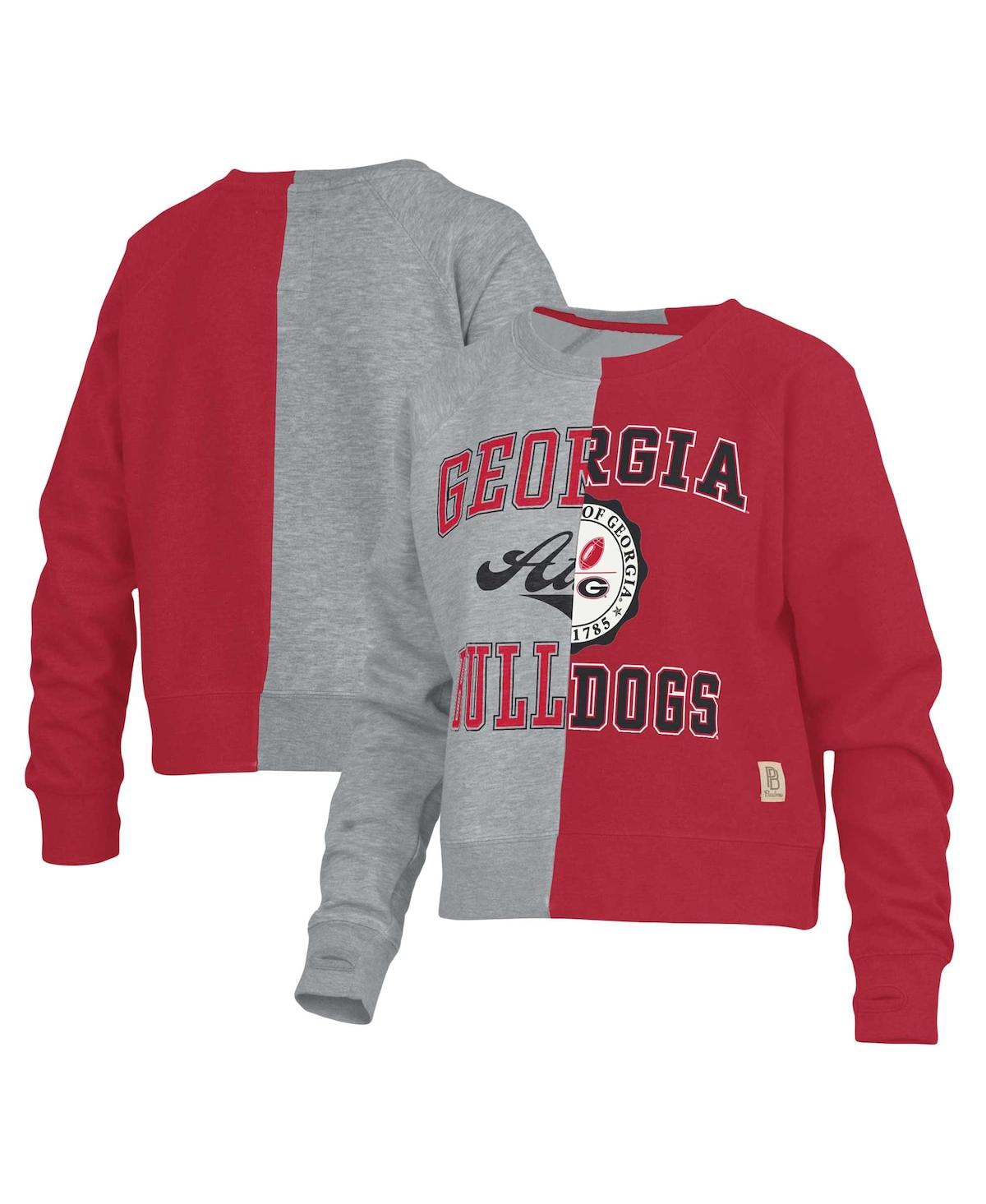 Pressbox Heather Gray Ohio State Buckeyes Half And Half Raglan Pullover Sweatshirt In Heather Gray