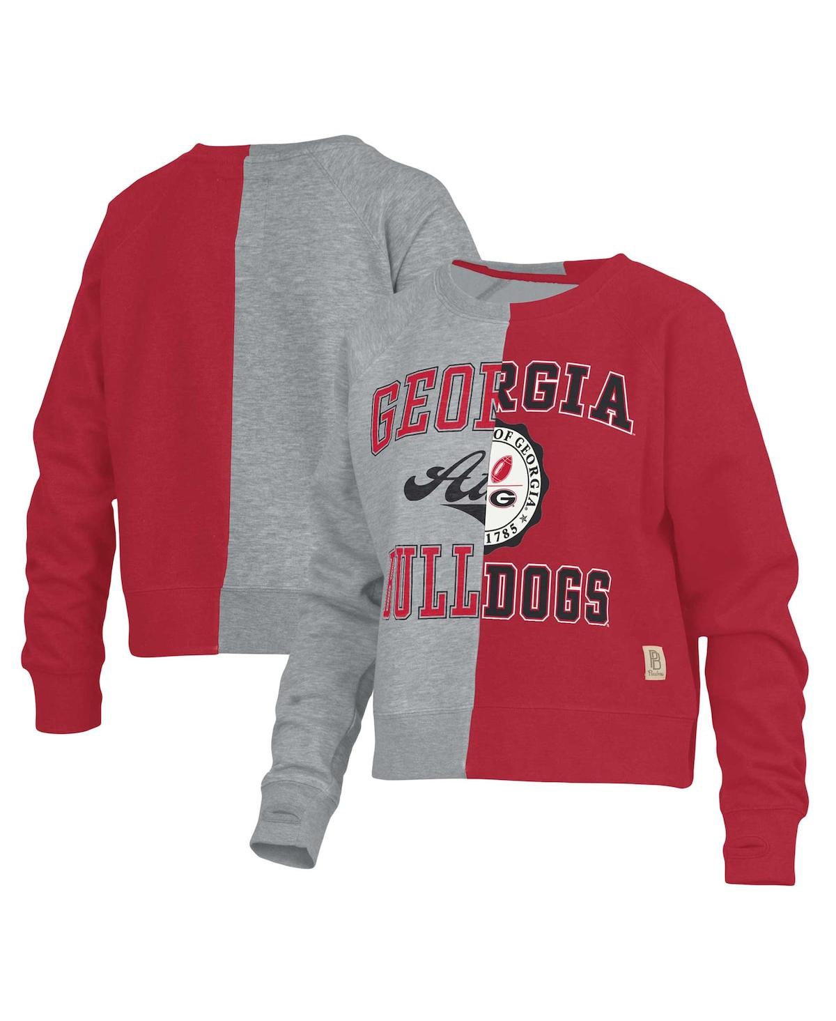 Shop Pressbox Women's  Heather Gray Georgia Bulldogs Half And Half Raglan Pullover Sweatshirt