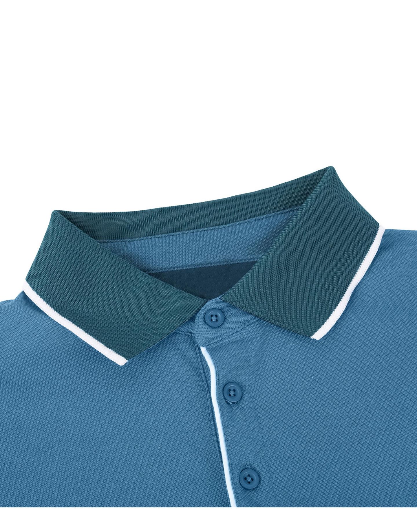 Мужское поло Mio Marino Classic-Fit Cotton-Blend Pique Polo Shirt with Contrast Collar for Big & Tall, цвет: Синий — фото 4