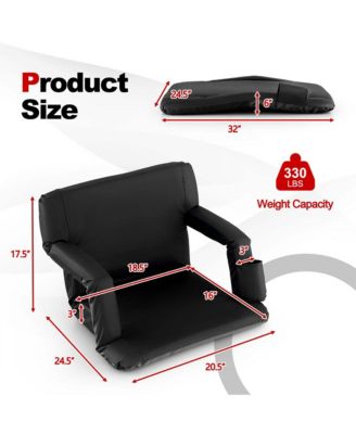 1PC Stadium Seat for Bleachers with Back Support 6 Reclining Positions Padded Cushion