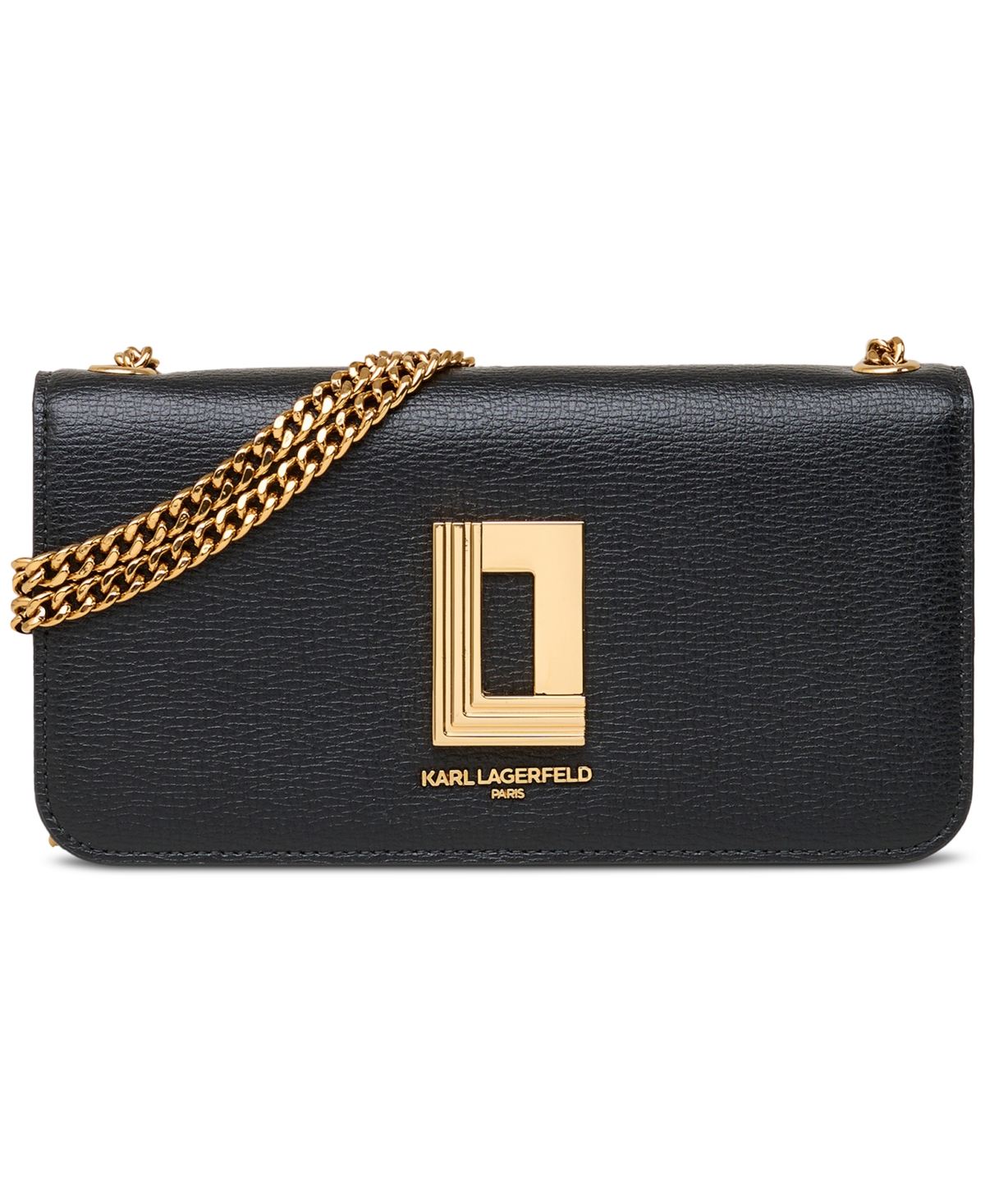 Karl Lagerfeld Kosette Leather Wallet On A Chain In Gray