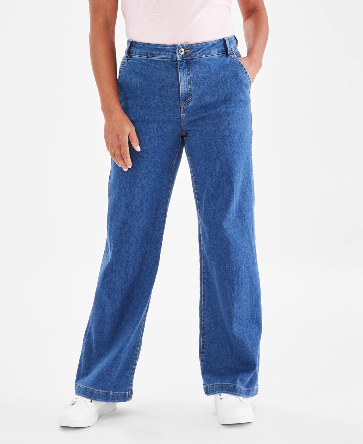 Style & Co Women's High-rise Wide-leg Jeans, Created For Macy's In Bluebell