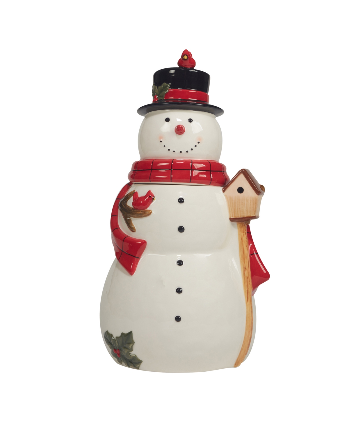 Shop Certified International Joy Of Christmas 3-d Snowman Cookie Jar In Red