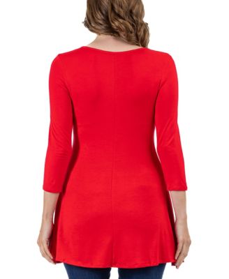 Women's Three Quarter Sleeve V-neck Tunic Top