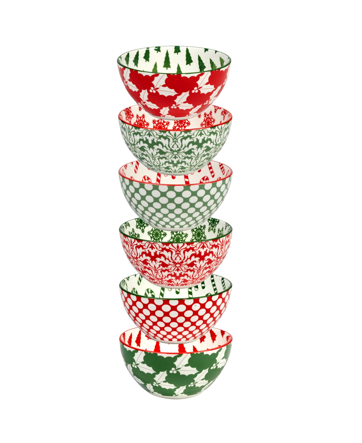 Certified International Winter Medley 13 oz All Purpose Bowls Set Of 6, Service For 6 In Multi