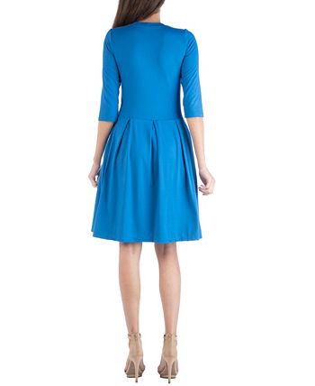 24seven Comfort Apparel A-Line Knee Length Dress with Elbow Length Sleeves  - Macy's