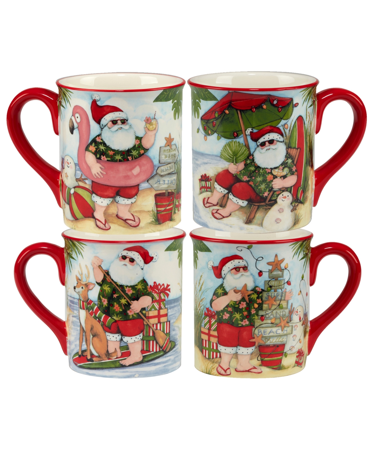 Certified International Santa's Wish 16 oz Mugs Set Of 4 In Red