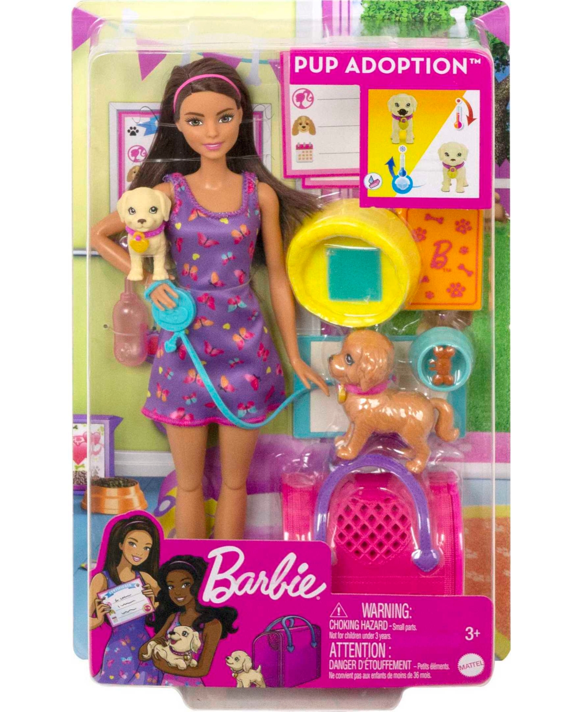 Barbie Kids' Doll And Accessories Pup Adoption Playset With Doll, 2 Puppies And Color-change In Multi-color