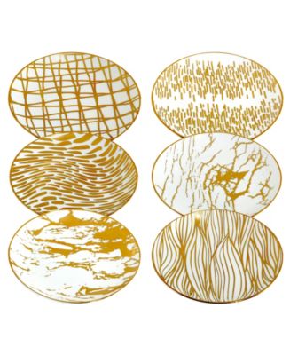 Certified International Matrix Gold-Silver Tone Canape Plates Set of 6 - Macy's