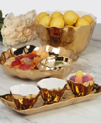 Gold-Silver Tone Coast 4 Piece Set Tray and Condiment Bowls