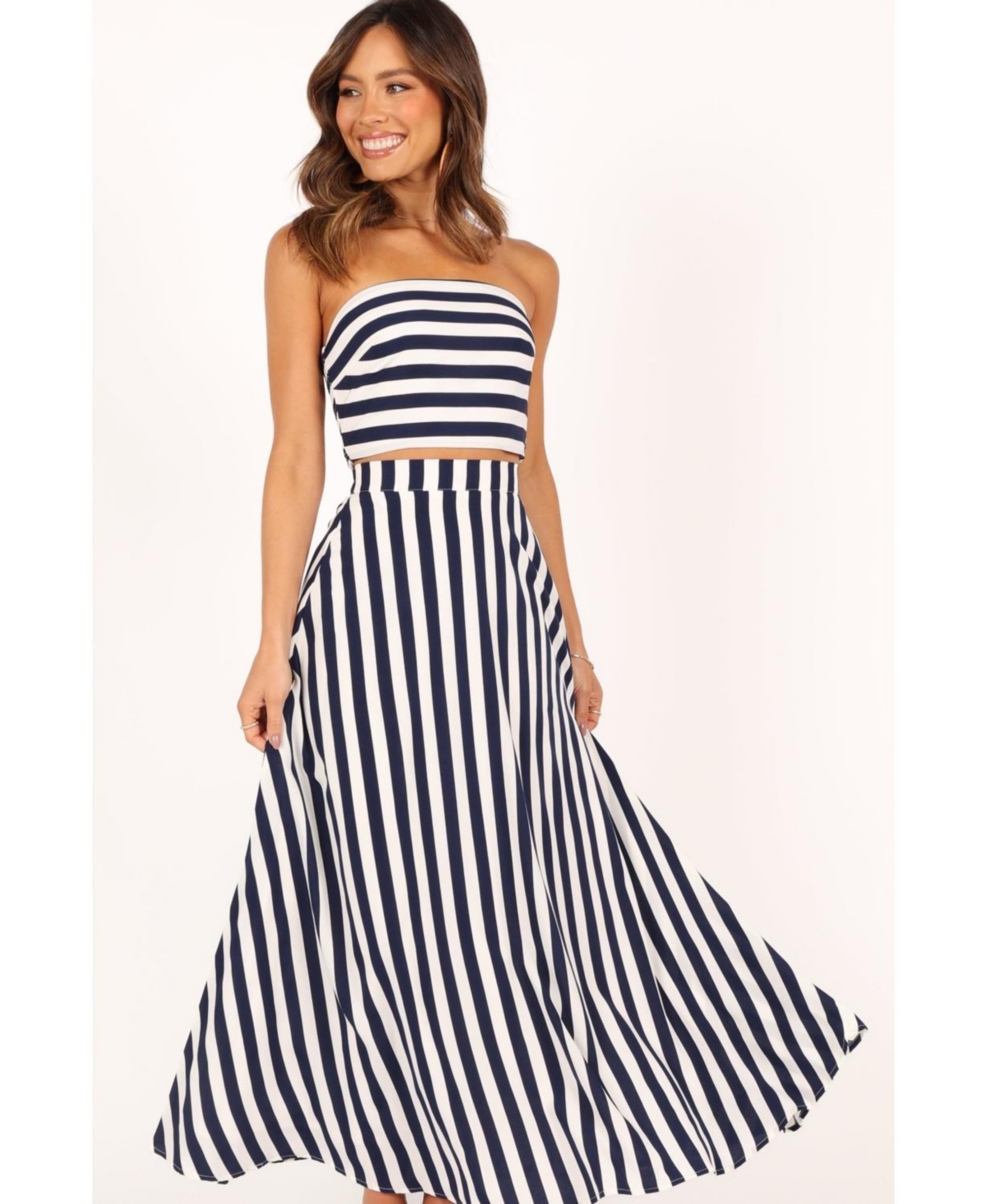 Petal And Pup Womens Elijah Top And Skirt Set In Navy,white