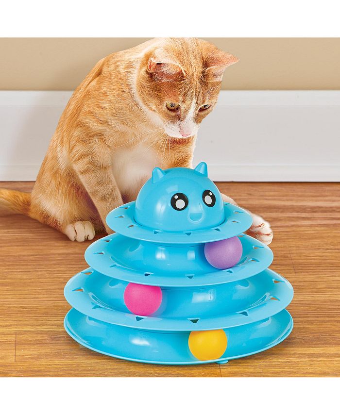 Collections Etc Triple Layer Interactive Spinning Ball Track Cat Toy