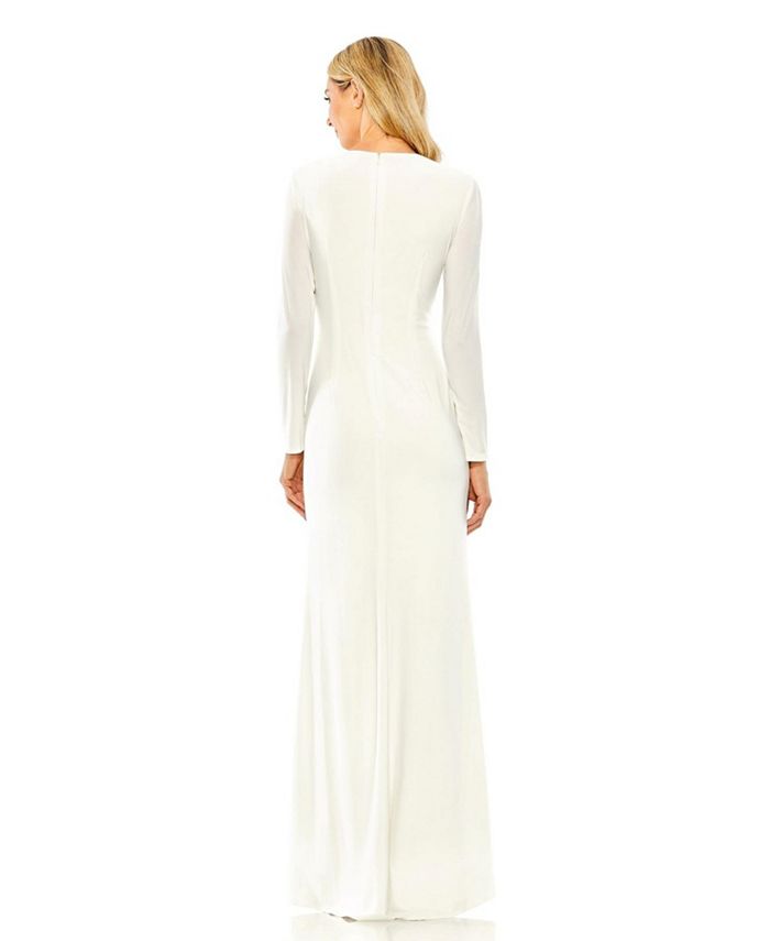 Mac Duggal Women's Ieena Long Sleeve Keyhole Draped Gown - Macy's