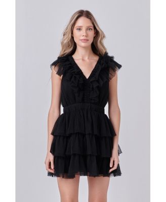 Women's Tulle Ruffle Tiered Mini Dress