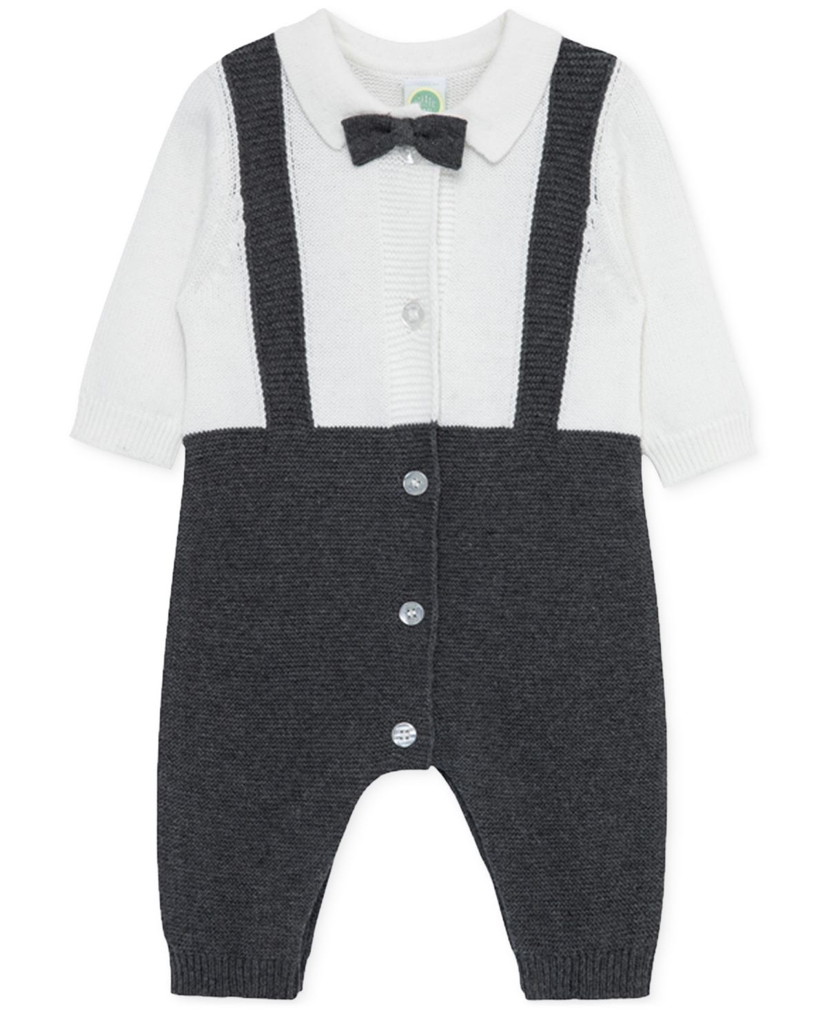 Little Me Baby Boys Sweater-knit Dressy Coverall In Grey