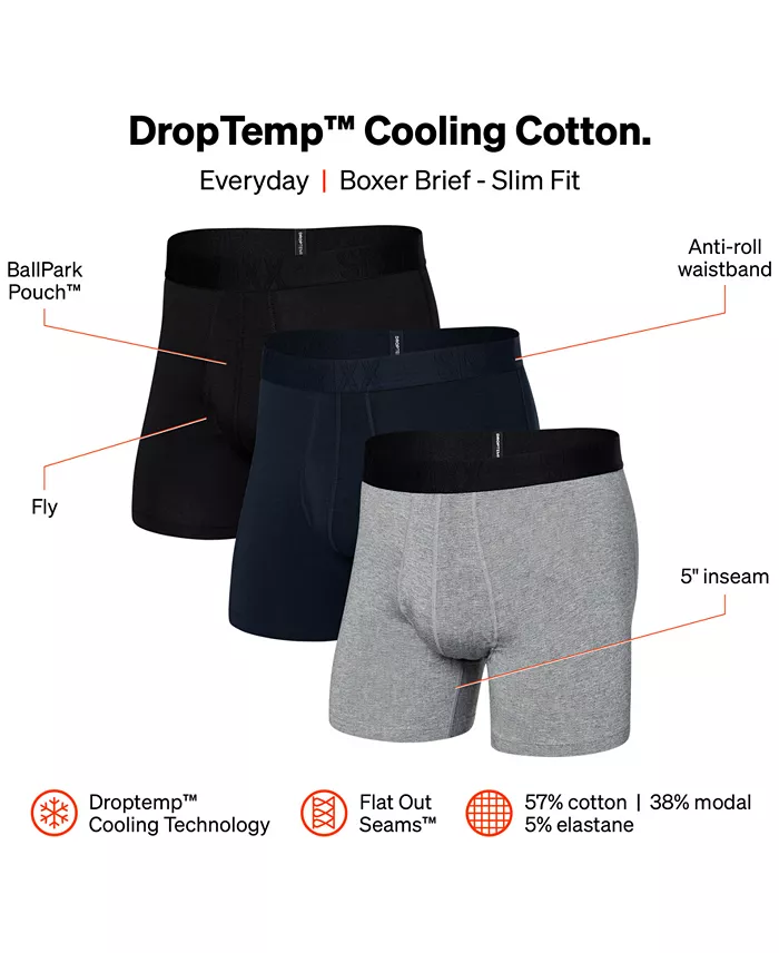 Men's DropTemp™ Cooling Cotton Slim Fit Boxer Briefs – 3PK - thumbnail 2