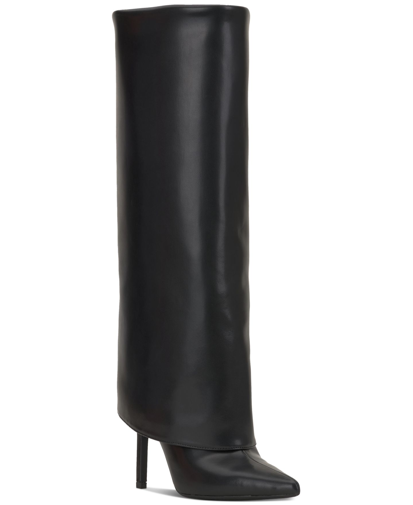 Женские ботинки I.N.C. International Concepts Skylar Fold Over Cuffed Dress Boots, Regular & Wide Calf, цвет: Чёрный гладкий — фото 1