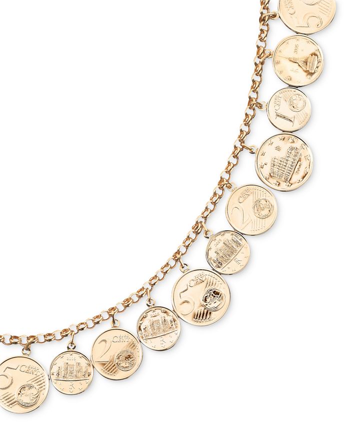 Italian Gold - Euro Coin Charm Bracelet in 14k Gold Vermeil