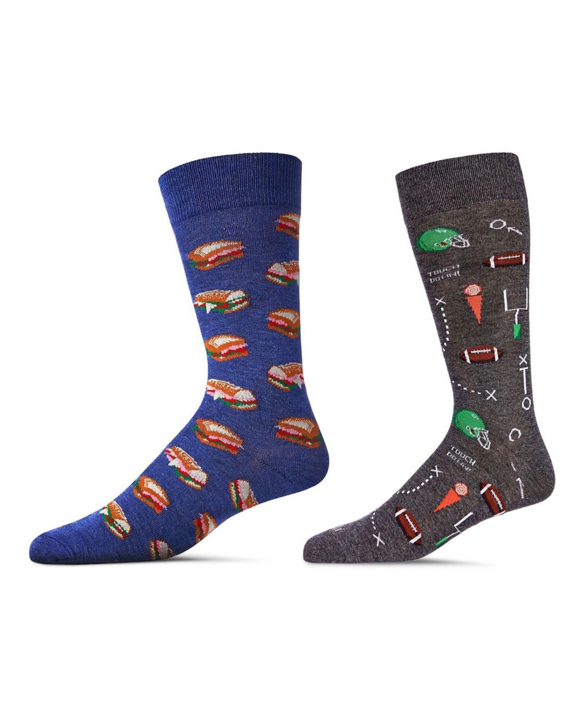 Memoi Men's Crew Football Assortment Socks, Pair Of 2 In Multi