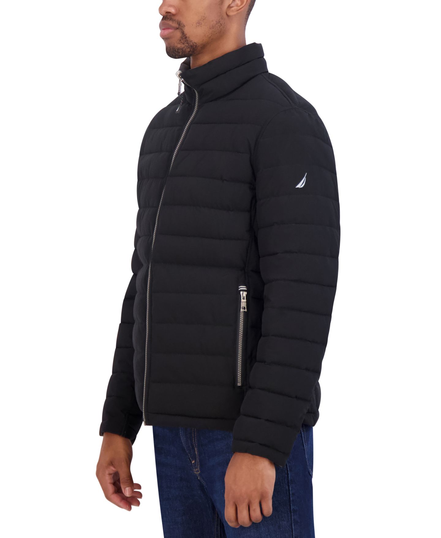 Мужская куртка Nautica Reversible Quilted Puffer, цвет: Чёрный / Серый — фото 4