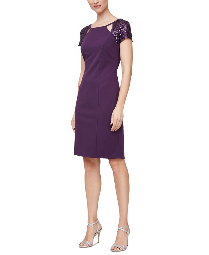 S.L. Fashions Abito Corto Tubino Con Paillettes Per Donna - Vestito Da Cerimonia, Festa, Occasioni Speciali