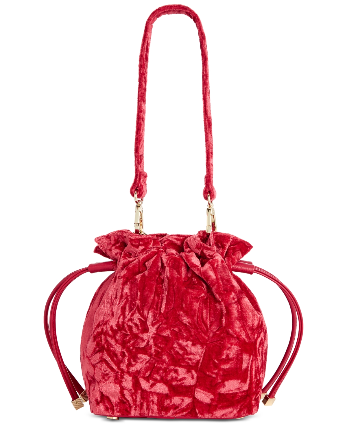 Shop Inc International Concepts Meliss Small Velvet Bucket Bag, Created For Macy's In Red Pepper Vlvt