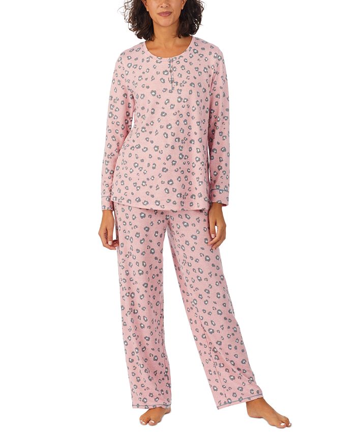Cuddl Duds Women's 2 Piece Henley Sweater Knit Lounge & Sleep Set (Pink,  XL) 