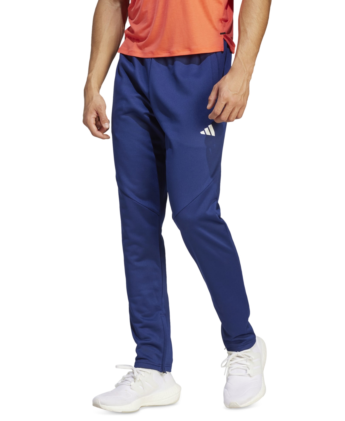 Adidas Originals Men's Game & Go Small Logo Moisture-wicking Training Fleece Tapered Joggers In Dark Blue