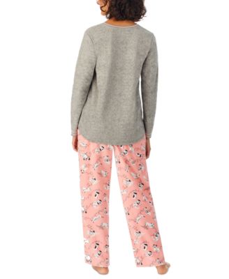 Anjue Women's Stars Printed Pajama Set - Long Sleeve Top & Pants Lounge Set, Soft Bamboo Sleepwear (Pattern, XL)