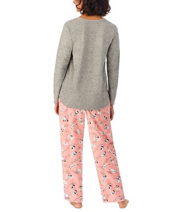 Cuddl Duds Women's 2-Pc. Fleece Long-Sleeve Printed Pajamas Set - Macy's