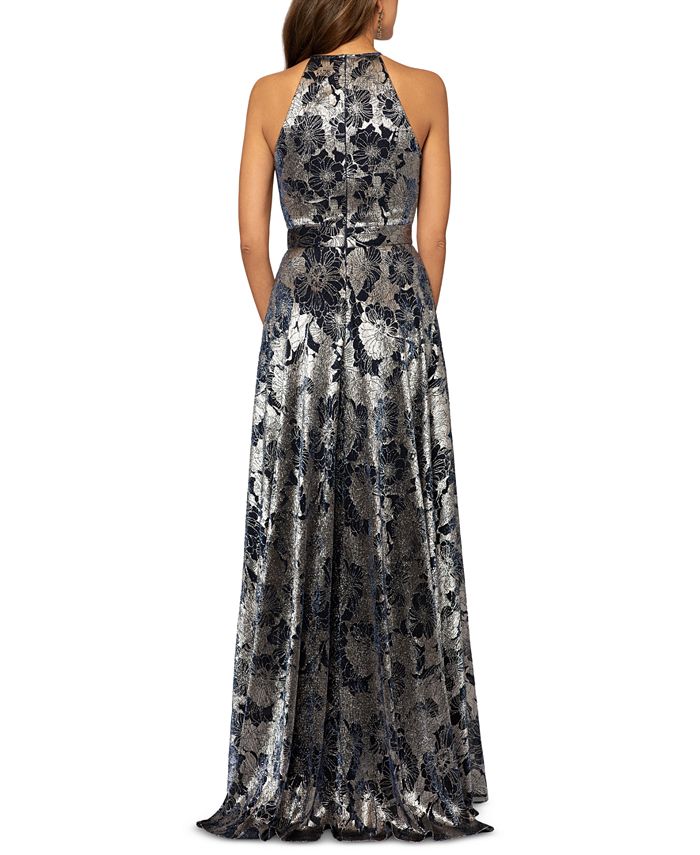 Betsy & Adam Petite Floral Halter-Neck Gown - Macy's