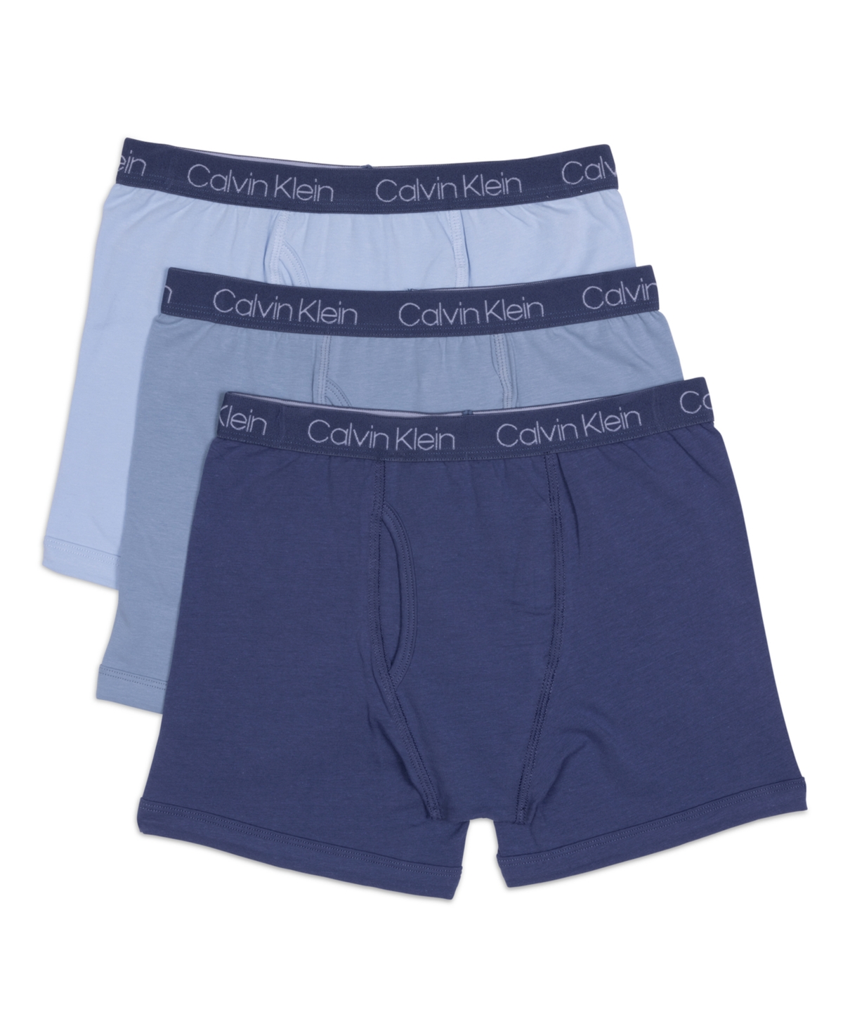 Calvin Klein Kids' Big Boys Stretch Boxer Brief, Pack Of 3 In Blue Indigo