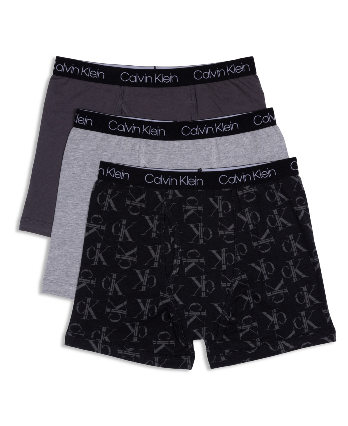 Calvin Klein Kids' Big Boys Stretch Boxer Brief, Pack Of 3 In Black  Fractal
