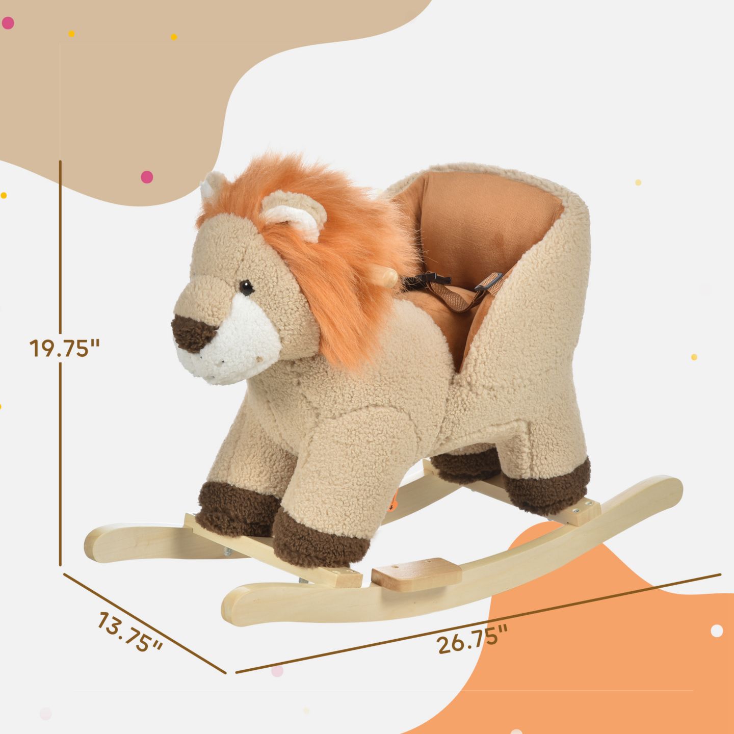 Детская игрушка Qaba Rocking Horse Lion with Sound, 88 lb. Capacity, Ages 18-36 Months — фото 9