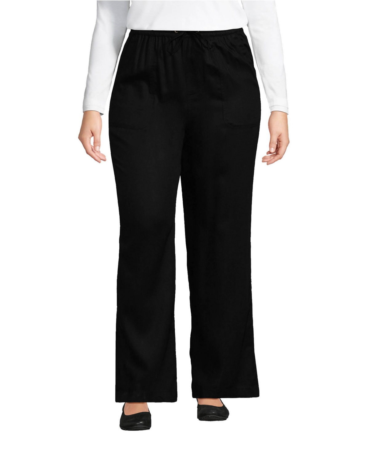 Lands' End Women's High Rise Wide Leg Pants made with Tencel Fibers