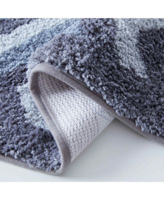 2 Piece Ultra Soft Non-Slip Shaggy Bath Rug - Chevron Design - Large & Small