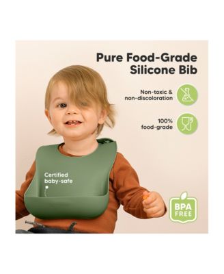 2-Pack Silicone Bibs For Babies, Food Grade Silicone Baby Bibs for Eating, Feeding, Toddler Bibs, Boys, Girls
