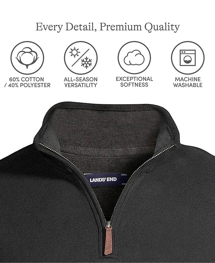 Lands' End Men's Bedford Rib Quarter Zip Sweater Macy's