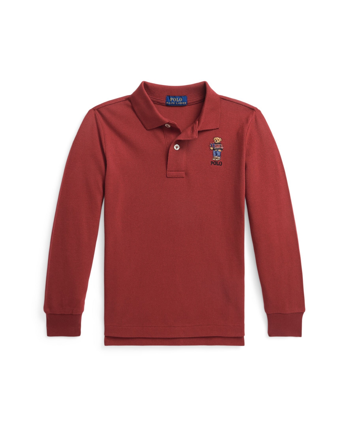 Polo Ralph Lauren Kids' Toddler And Little Boys Polo Bear Mesh Long Sleeve Polo Shirt In Holiday Red Gift Bear