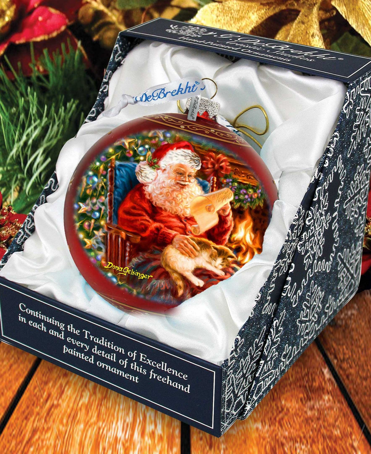 Designocracy House Warming Santa Large Holiday Glass Collectible Ornaments D. Gelsinger In Multi Color