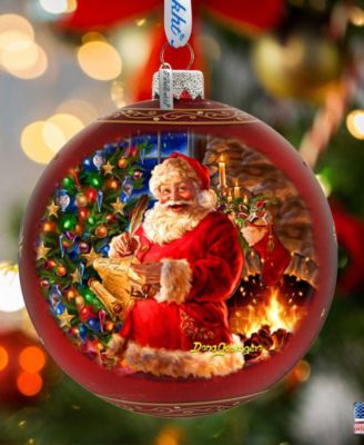 Wish List Santa Large Holiday Glass Collectible Ornaments D. Gelsinger