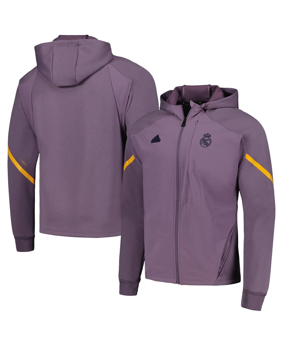 Shop Adidas Originals Men's Adidas Purple Real Madrid Designed For Gameday Raglan Full-zip Hoodie Jacket
