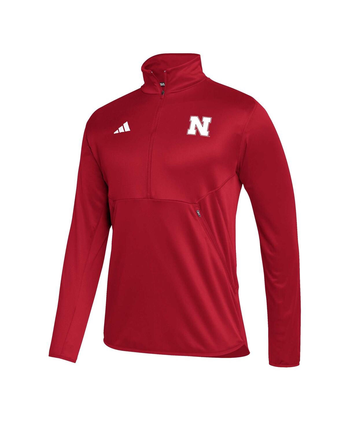 Men's adidasNebraska Huskers 2023 Sideline Aeroready Half-Zip Top - Scarlet