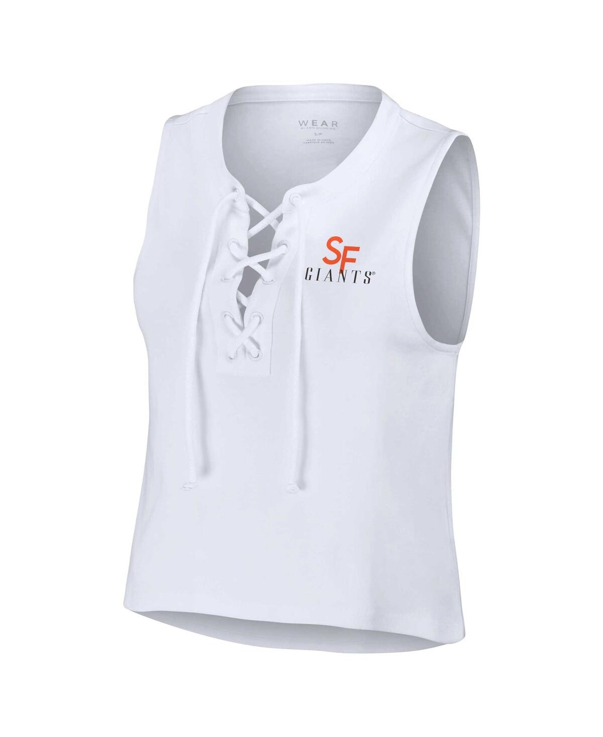 Wear By Erin Andrews White San Francisco Giants Lace-up Tank Top In White