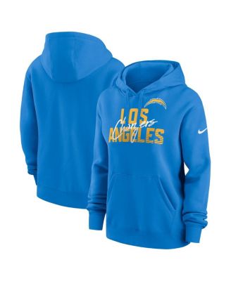 Women's Powder Blue Los Angeles Chargers Wordmark Club Fleece Pullover Hoodie