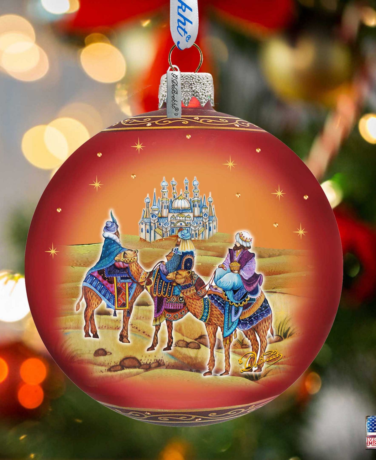 Shop Designocracy The Journey Of The Three Wise Man Large Christmas Glass Ornaments G. Debrekht In Multi Color
