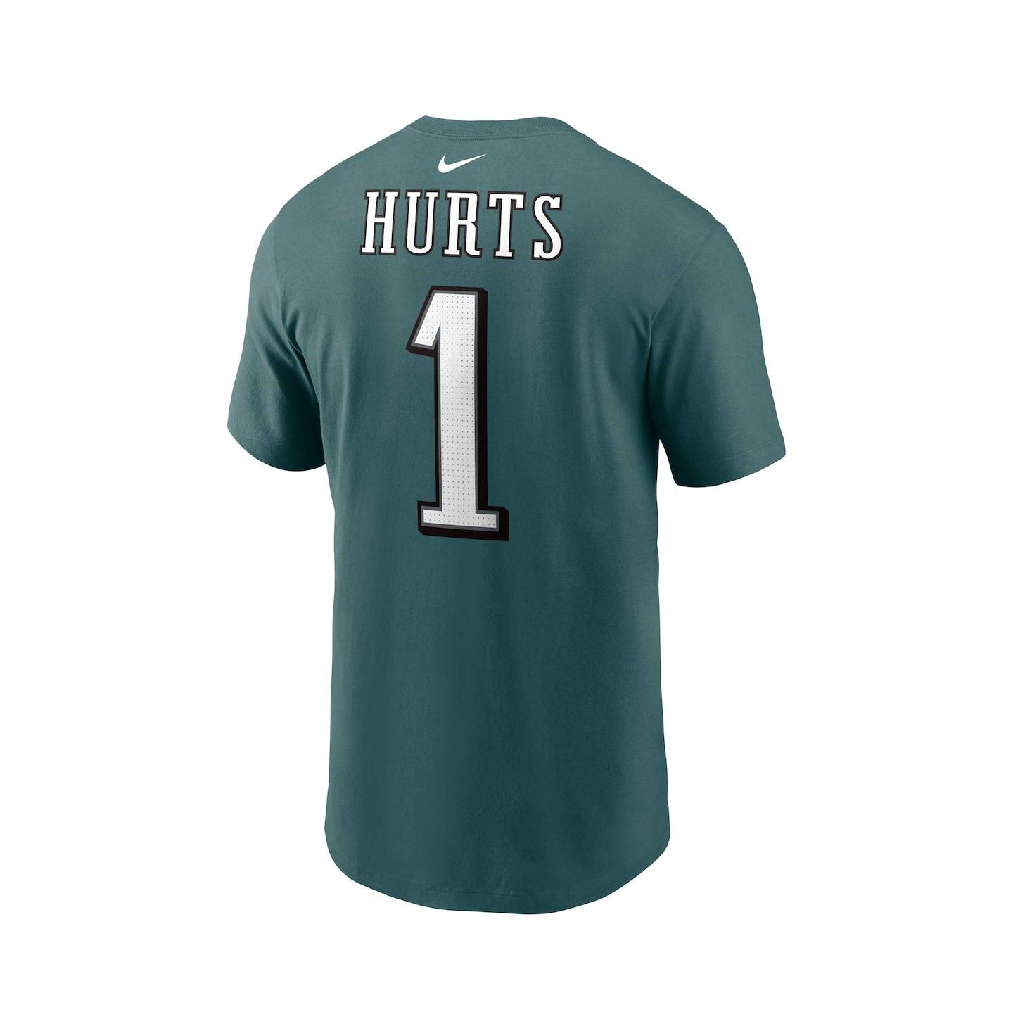 Мужская футболка Nike Jalen Hurts Midnight Green Philadelphia Eagles Player Name and Number — фото 4