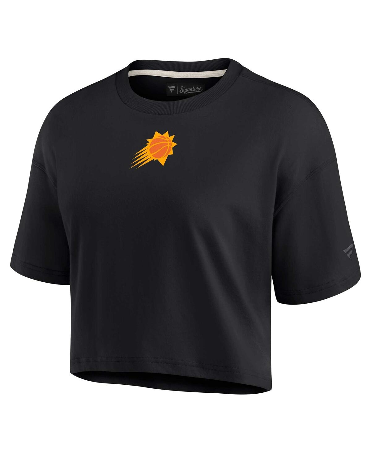 Shop Fanatics Signature Women's  Black Phoenix Suns Super Soft Boxy Cropped T-shirt